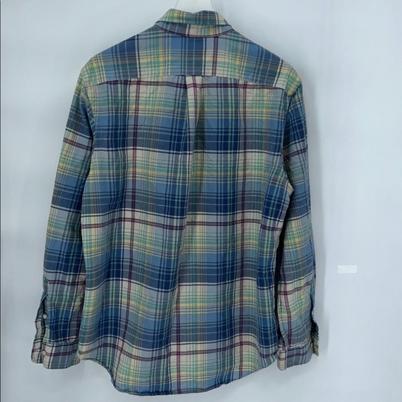 Ralph Lauren Plaid Button Down Shirt L Blue Green Cotton Classic - Picture 5 of 10